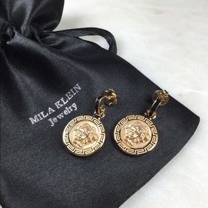 Greek Pattern and Medusa Earrings 18K Gold Plated